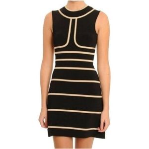 Ted Baker Black/Tan Beata Contrast Tubular Stripe Work Office Dress size 6
